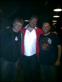 Trailer Park Boys Mike Smith and Robb Wells with Freedom Party candidate Matt Oliver.